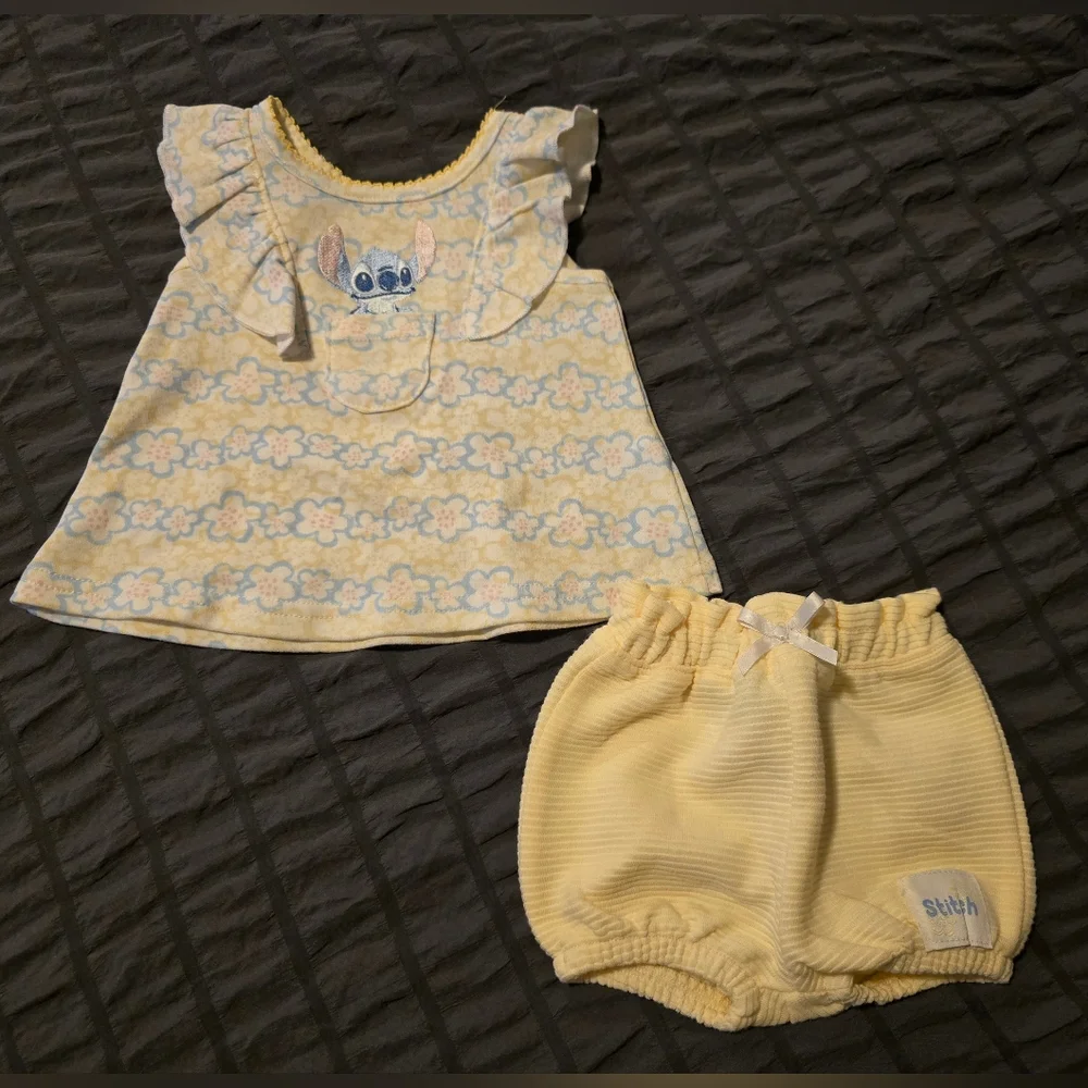 NEW Disney Baby Stitch Short And Shirt Set Set 0-3Months